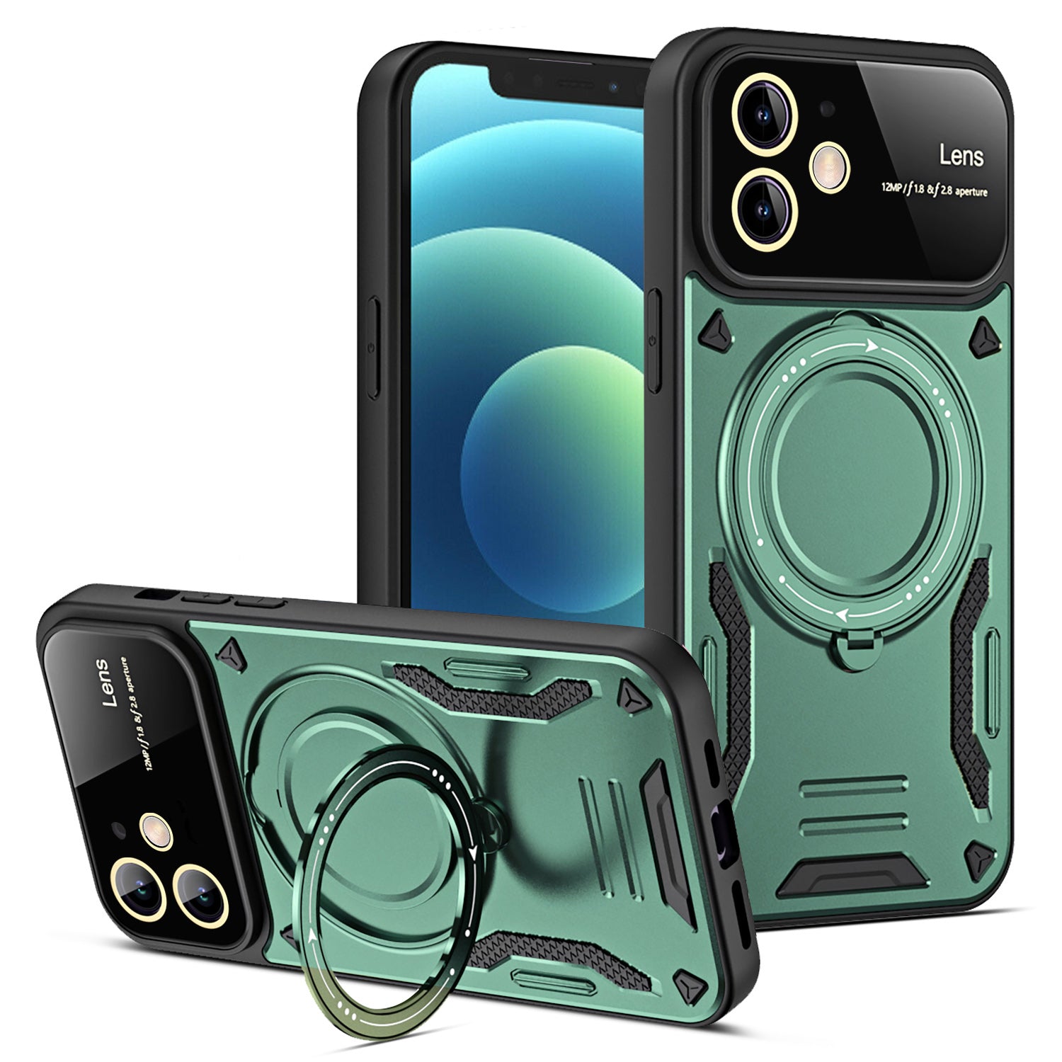 For iPhone 12 6.1 inch Compatible with MagSafe Phone Case PC TPU Anti-drop Kickstand Cover For iPhone 12 6.1 inch Compatible with MagSafe Phone Case PC TPU Anti-drop Kickstand Cover